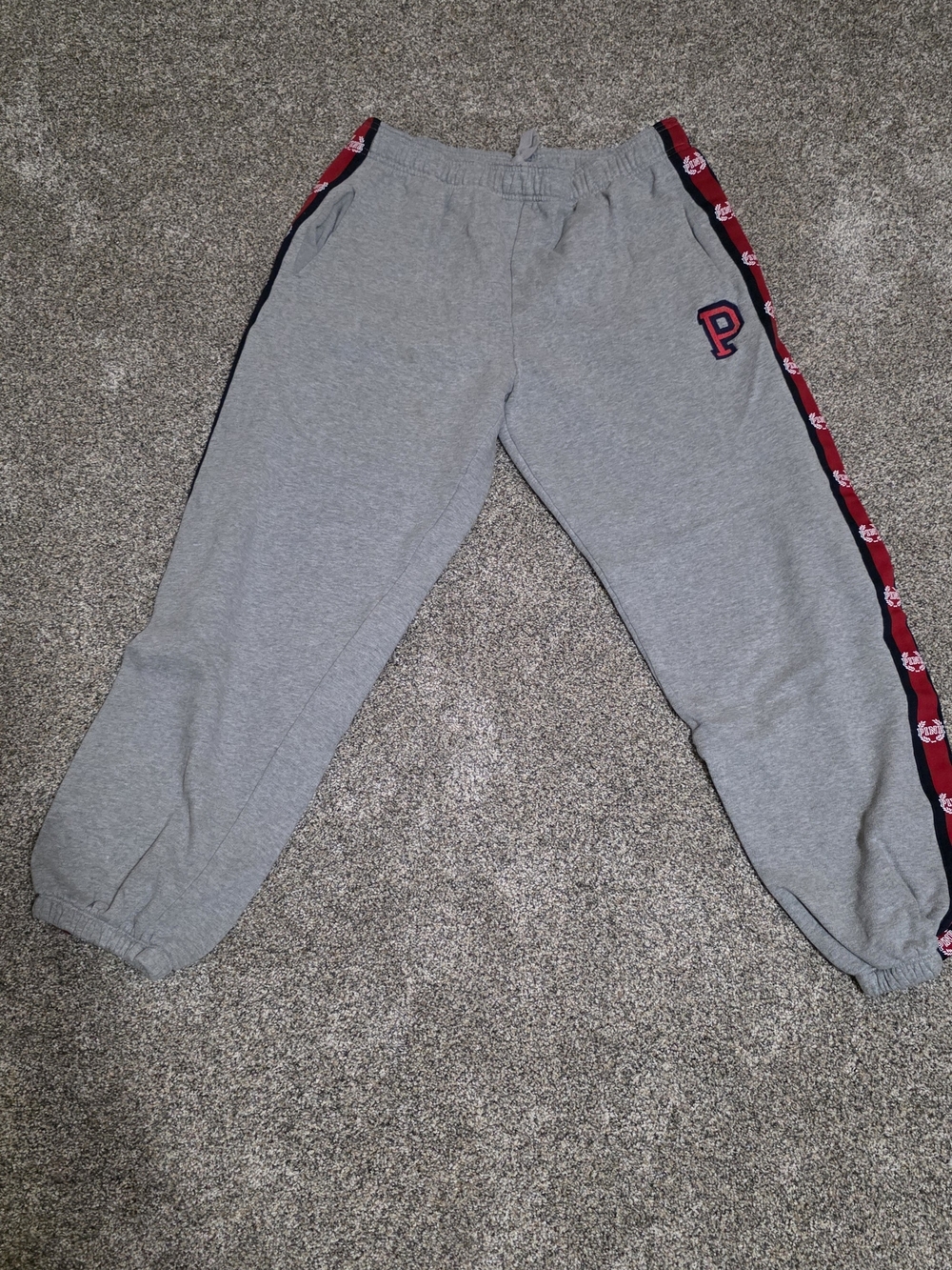 VS PINK Grey Jogger Sweatpants with Red Trim - P Logo